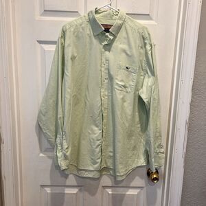 Vineyard Vines‎ Tucker Shirt Men XL Pastel Green Cotton Whale Pocket Long Sleeve